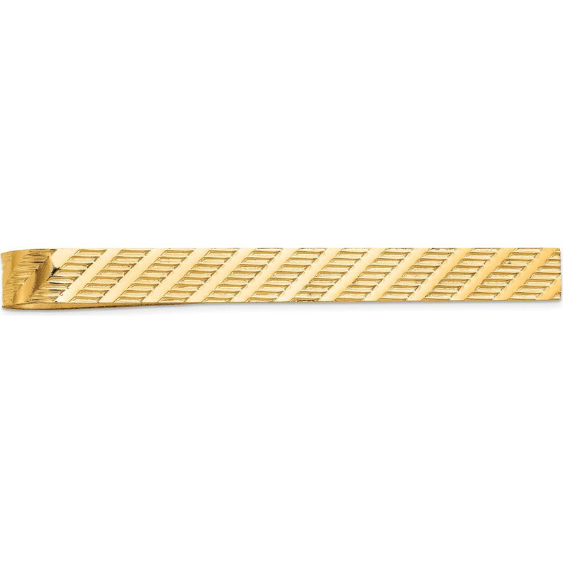 14K Yellow Gold 49mm Textured Tie Bar - Polished Finish by Oro Pregiato