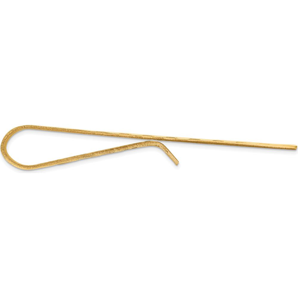 14K Yellow Gold 49mm Textured Tie Bar - Polished Finish by Oro Pregiato
