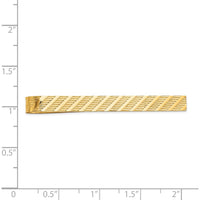 14K Yellow Gold 49mm Textured Tie Bar - Polished Finish by Oro Pregiato