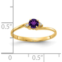 14K Yellow Gold 4mm Amethyst Ring with Round Diamond Accents - 0.23 Carat Amethyst Total Weight, 0.016 Carat Diamond Total Weight by Monteluci Fine Jewelry