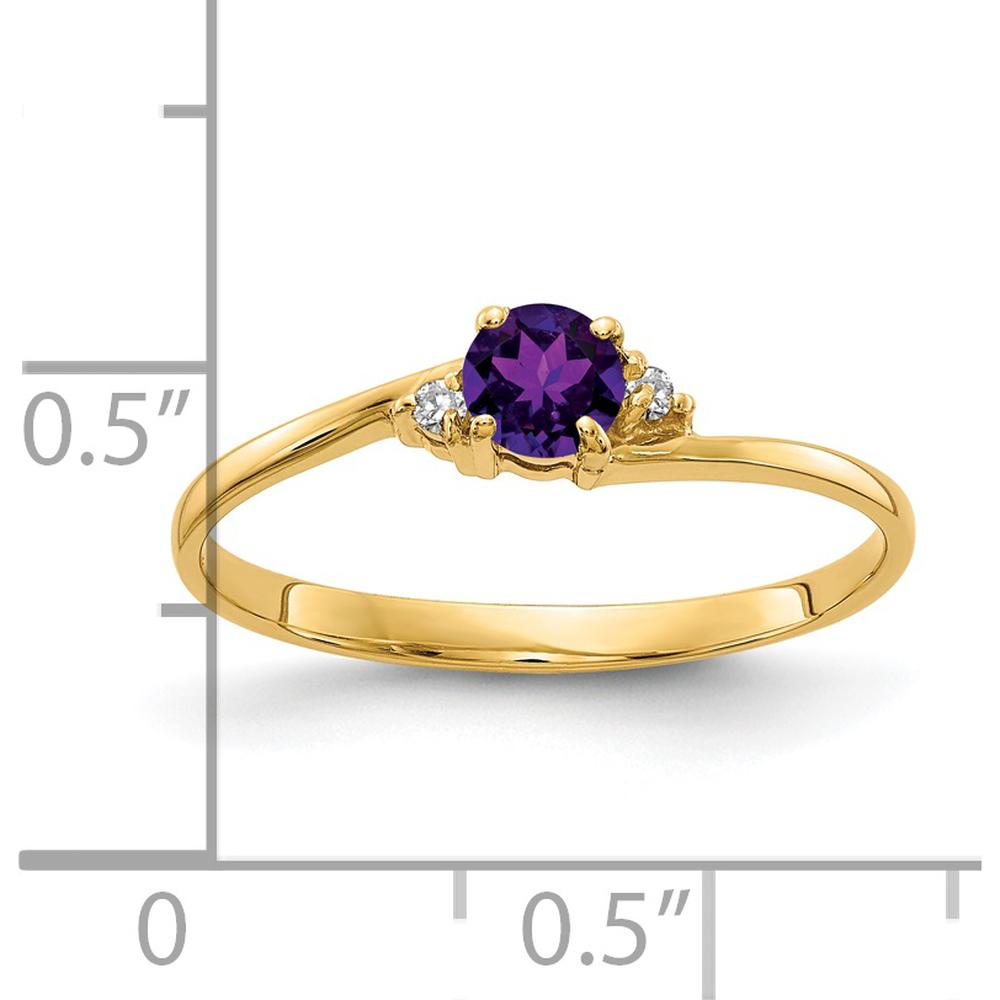 14K Yellow Gold 4mm Amethyst Ring with Round Diamond Accents - 0.23 Carat Amethyst Total Weight, 0.016 Carat Diamond Total Weight by Monteluci Fine Jewelry