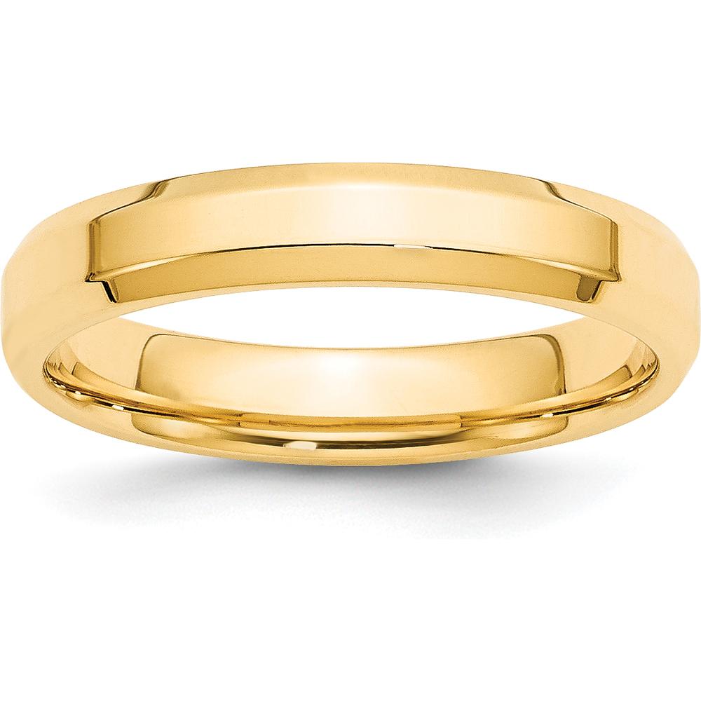 14K Yellow Gold 4mm Beveled Edge Comfort Fit Wedding Band - Size 14 by Luciano & Cie
