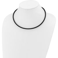 14K Yellow Gold 4mm Black Rubber Cord Necklace with Lobster Clasp - 18" by Oro Pregiato