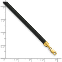 14K Yellow Gold 4mm Black Rubber Cord Necklace with Lobster Clasp - 18" by Oro Pregiato