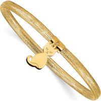 14K Yellow Gold 4mm Cat Dangle Woven Mesh Slip-on Stretch Bracelet by 0