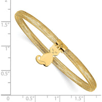 14K Yellow Gold 4mm Cat Dangle Woven Mesh Slip-on Stretch Bracelet by 0