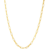 14K Yellow Gold 4mm Diamanté Paperclip Chain with Textured and Polished Links - 18" by Orozza Fine Jewelry