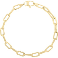 14K Yellow Gold 4mm Diamanté Paperclip Chain with Textured and Polished Links - 18" by Orozza Fine Jewelry