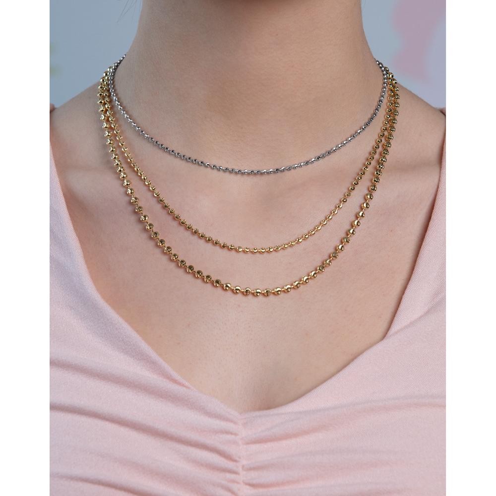 14K Yellow Gold 4mm Diamond-Cut Moon Chain Necklace - 18" by Orozza Fine Jewelry