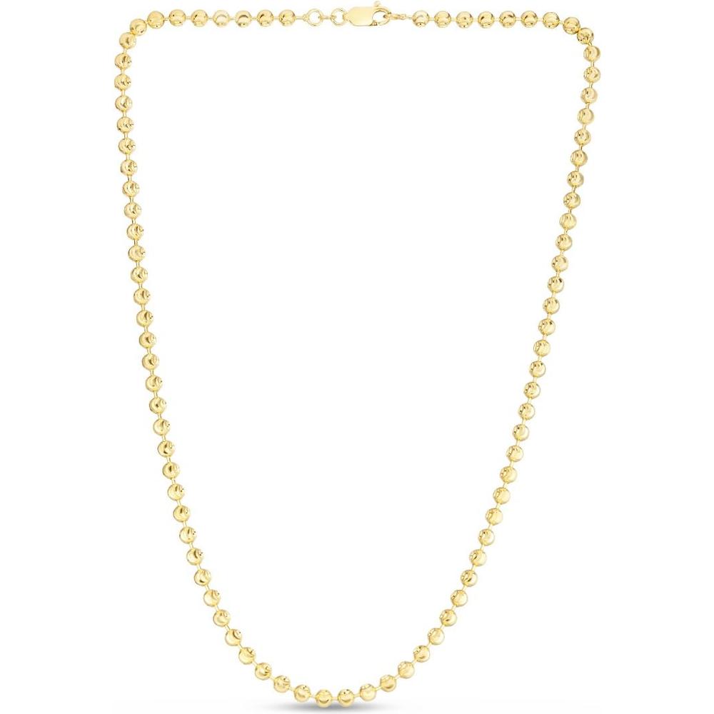 14K Yellow Gold 4mm Diamond Cut Moon Chain Necklace - 20" by Orozza Fine Jewelry