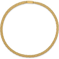 14K Yellow Gold 4mm Fancy Woven Mesh Slip-On Stretch Bracelet by 0