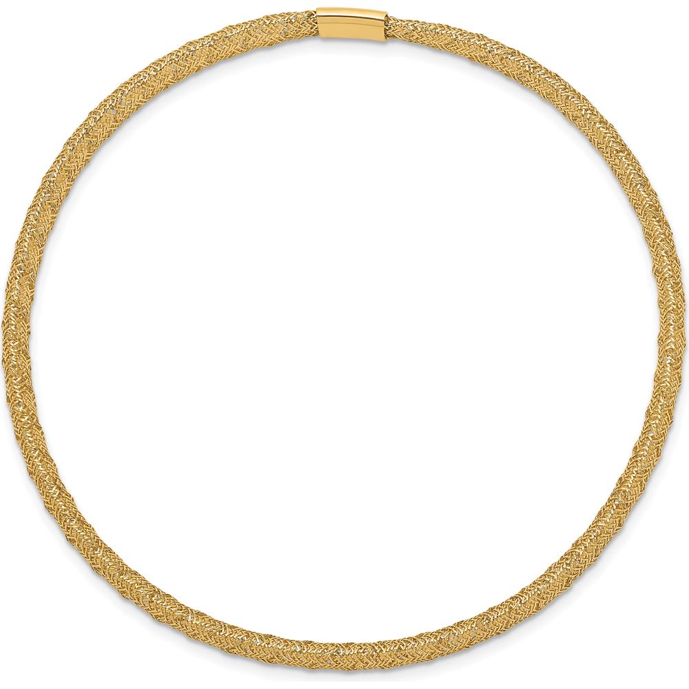 14K Yellow Gold 4mm Fancy Woven Mesh Slip-On Stretch Bracelet by 0