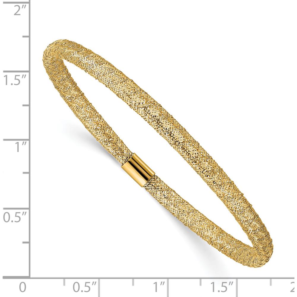 14K Yellow Gold 4mm Fancy Woven Mesh Slip-On Stretch Bracelet by 0