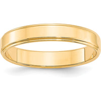 14K Yellow Gold 4mm Flat Wedding Band with Step Edge - Size 6 by Luciano & Cie