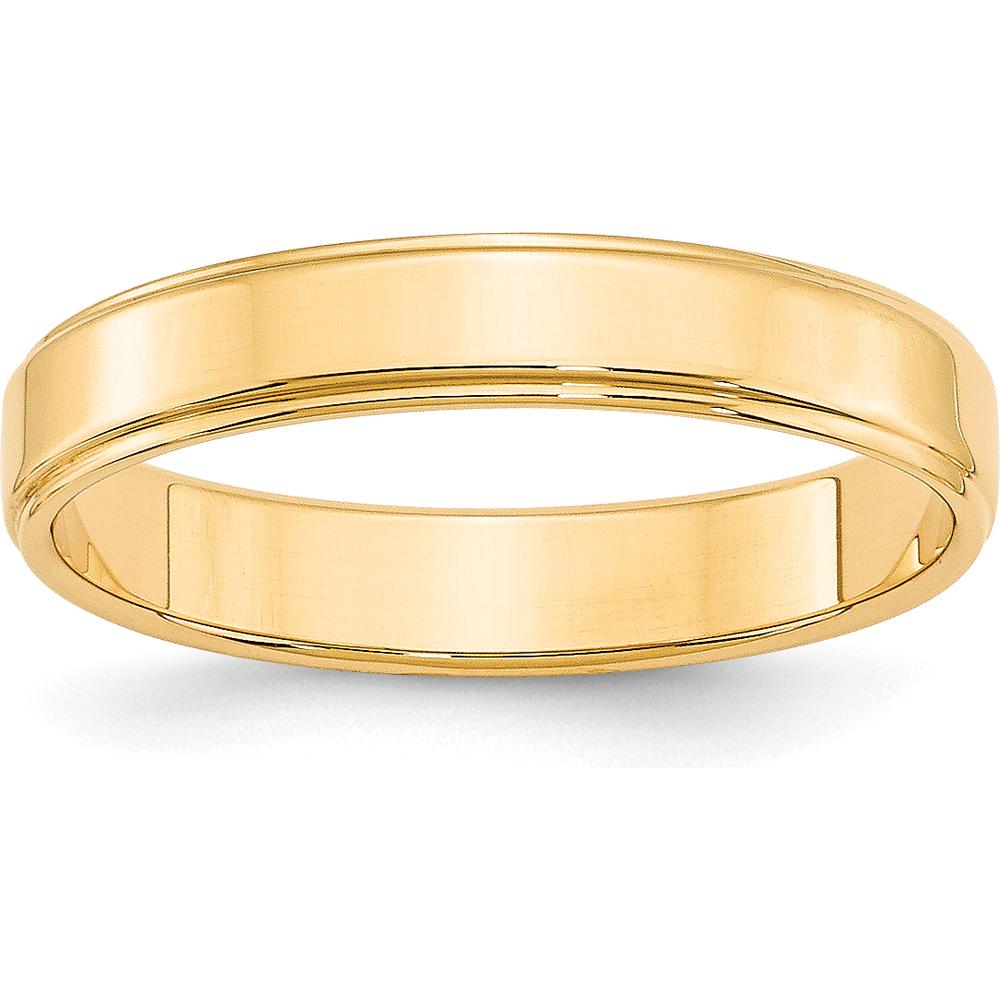 14K Yellow Gold 4mm Flat Wedding Band with Step Edge - Size 6 by Luciano & Cie