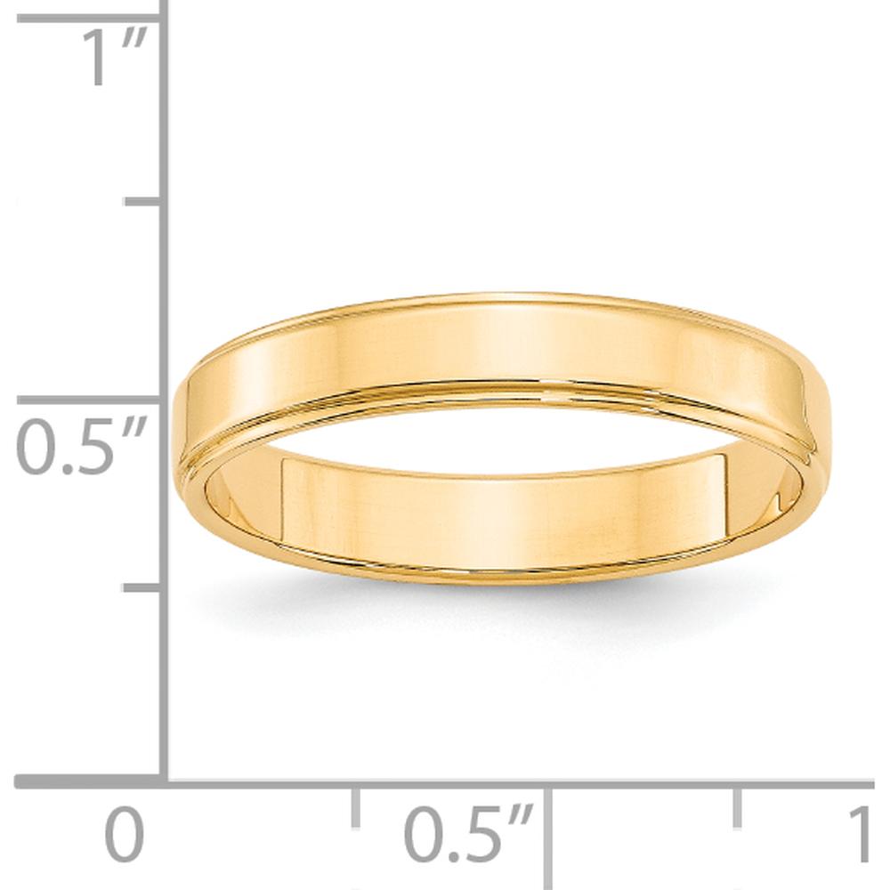 14K Yellow Gold 4mm Flat Wedding Band with Step Edge - Size 6 by Luciano & Cie