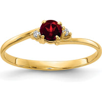 14K Yellow Gold 4mm Garnet and Round Diamond Ring - 0.35 Carat Total Garnet Weight by Monteluci Fine Jewelry