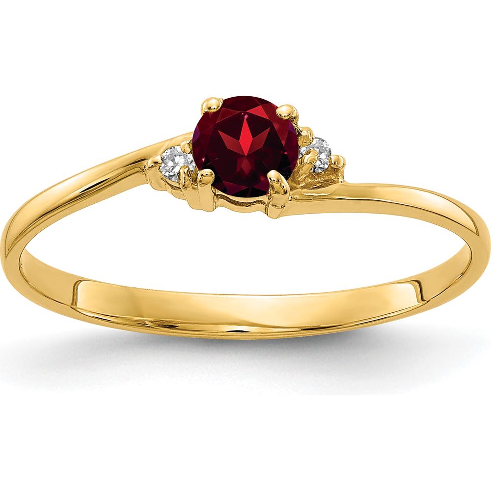14K Yellow Gold 4mm Garnet and Round Diamond Ring - 0.35 Carat Total Garnet Weight by Monteluci Fine Jewelry