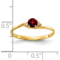 14K Yellow Gold 4mm Garnet and Round Diamond Ring - 0.35 Carat Total Garnet Weight by Monteluci Fine Jewelry