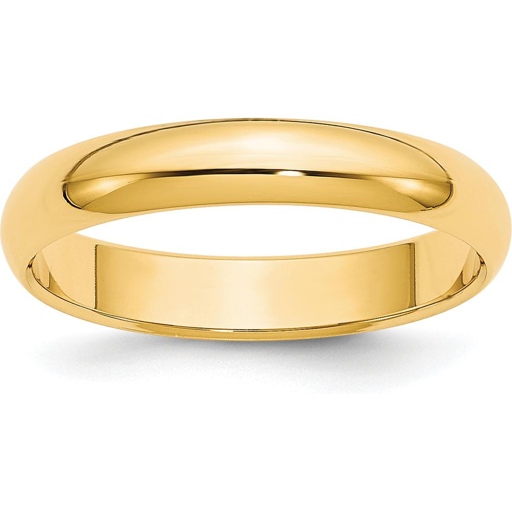14K Yellow Gold 4mm Half-Round Wedding Band Size 11 - Polished Finish, Unisex Design by Luciano & Cie