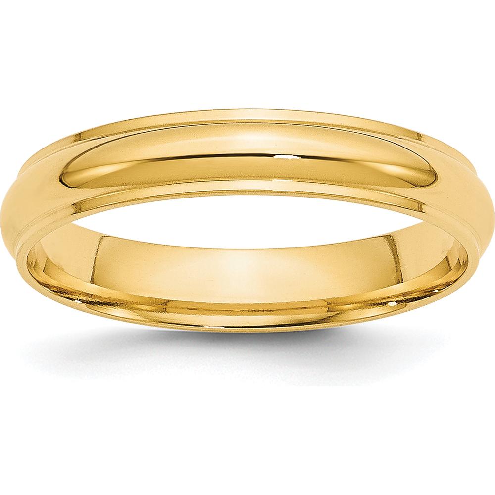 14K Yellow Gold 4mm Half Round Wedding Band with Ridged Edge - Size 9 by Luciano & Cie