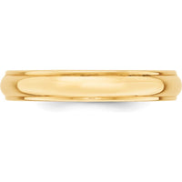 14K Yellow Gold 4mm Half Round Wedding Band with Ridged Edge - Size 9 by Luciano & Cie