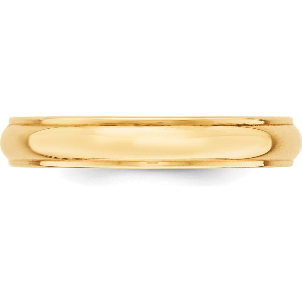 14K Yellow Gold 4mm Half Round Wedding Band with Ridged Edge - Size 9 by Luciano & Cie
