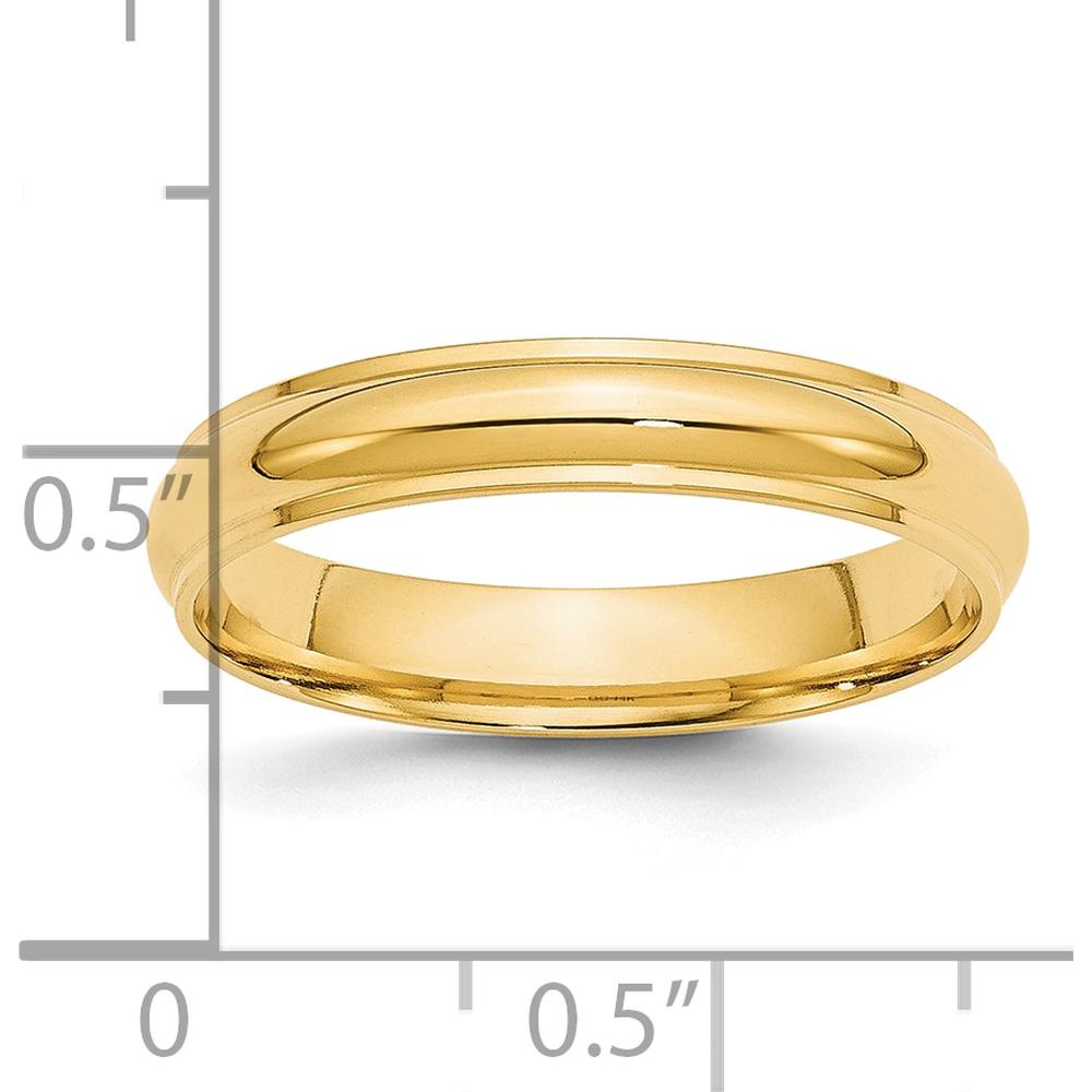14K Yellow Gold 4mm Half Round Wedding Band with Ridged Edge - Size 9 by Luciano & Cie
