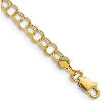 14K Yellow Gold 4mm Hollow Double Link 7" Charm Bracelet - Semi-Solid Design by Oro Pregiato