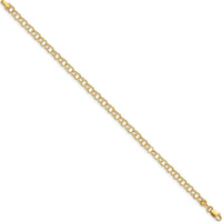 14K Yellow Gold 4mm Hollow Double Link 7" Charm Bracelet - Semi-Solid Design by Oro Pregiato