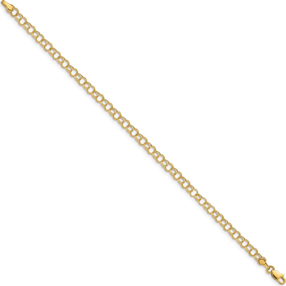 14K Yellow Gold 4mm Hollow Double Link Charm Bracelet - 8 Inches by Oro Pregiato