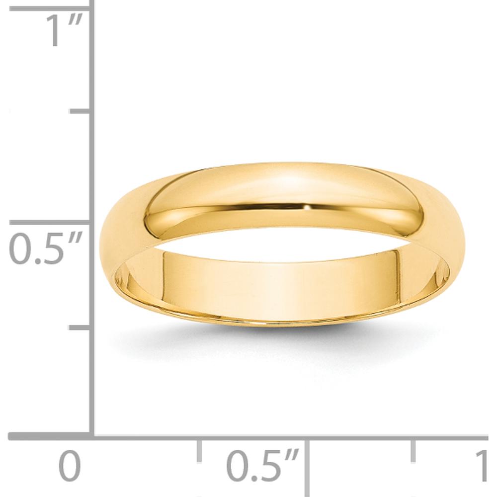 14K Yellow Gold 4mm Lightweight Half Round Wedding Band Size 11.5 - Classic & Engravable by Luciano & Cie