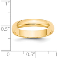 14K Yellow Gold 4mm Lightweight Half Round Wedding Band - Size 4 by Luciano & Cie
