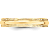 14K Yellow Gold 4mm Lightweight Half Round Wedding Band with Milgrain Edge - Size 5 by Luciano & Cie