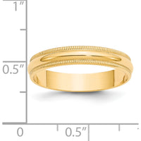 14K Yellow Gold 4mm Lightweight Half Round Wedding Band with Milgrain Edge - Size 5 by Luciano & Cie
