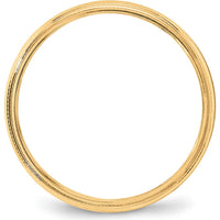 14K Yellow Gold 4mm Lightweight Half Round Wedding Band with Polished Finish and Milgrain Edges by Luciano & Cie