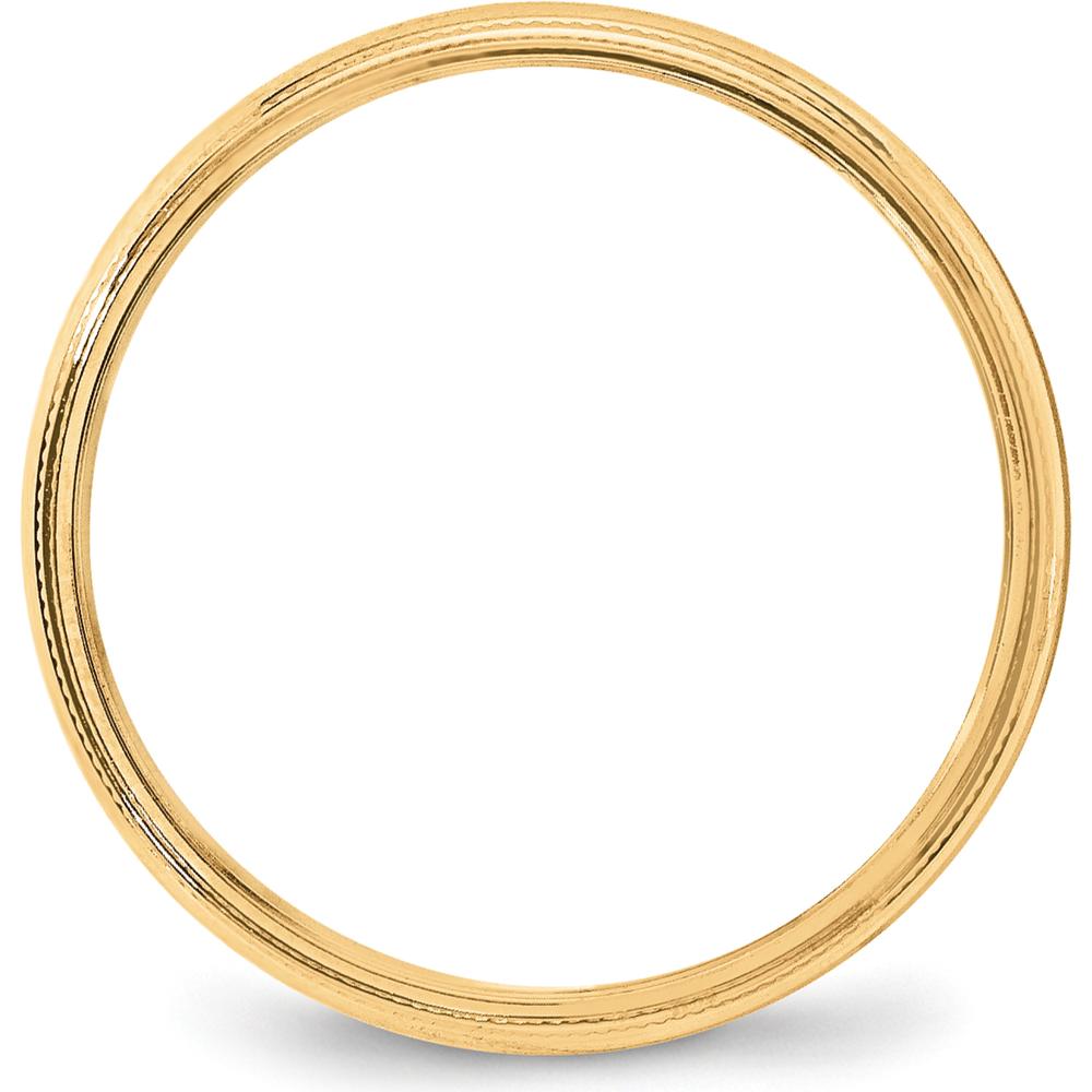 14K Yellow Gold 4mm Lightweight Milgrain Half Round Wedding Band - Polished Finish by Luciano & Cie