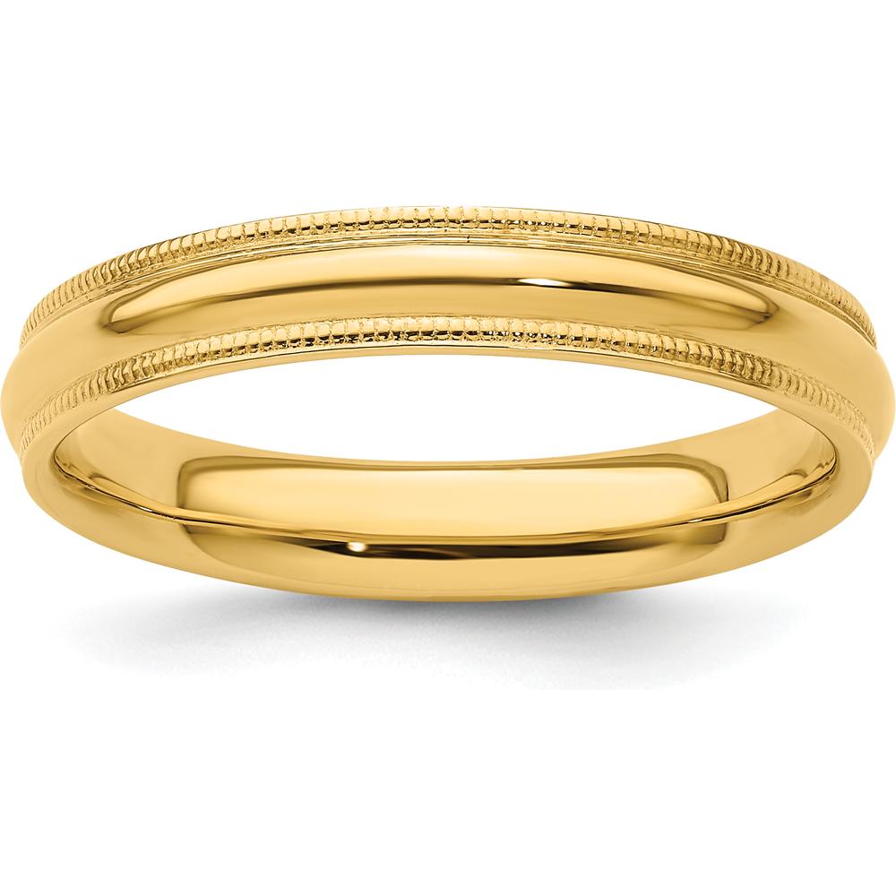 14K Yellow Gold 4mm Milgrain Half-Round Comfort Fit Wedding Band by Luciano & Cie