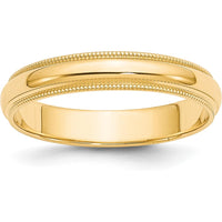 14K Yellow Gold 4mm Milgrain Half Round Wedding Band - Size 7 by Luciano & Cie