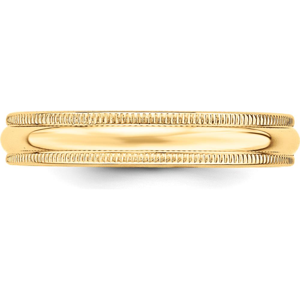 14K Yellow Gold 4mm Milgrain Half Round Wedding Band - Size 7 by Luciano & Cie