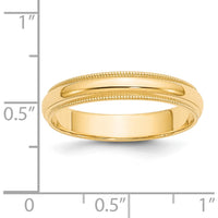 14K Yellow Gold 4mm Milgrain Half Round Wedding Band - Size 7 by Luciano & Cie