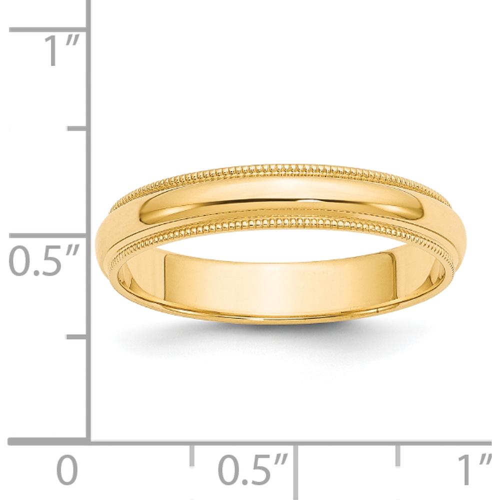 14K Yellow Gold 4mm Milgrain Half Round Wedding Band - Size 7 by Luciano & Cie
