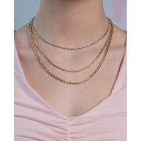14K Yellow Gold 4mm Moon Chain Necklace with Diamond-Cut Finish - 16" by Orozza Fine Jewelry