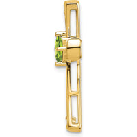 14K Yellow Gold 4mm Peridot and Diamond Cross Pendant Slide - 0.295 Carat Peridot and 0.042 Carat Total Diamond Weight by Lumare Gioia