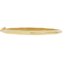 14K Yellow Gold 4mm Polished Bangle with Geometric Engraving - 8.75g Total Weight