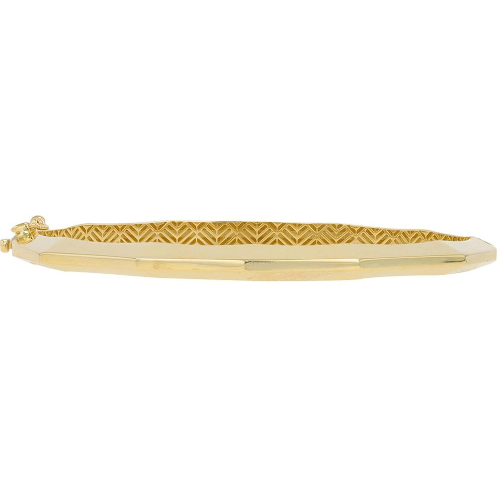 14K Yellow Gold 4mm Polished Bangle with Geometric Engraving - 8.75g Total Weight