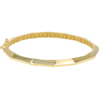 14K Yellow Gold 4mm Polished Bangle with Geometric Engraving - 8.75g Total Weight