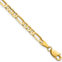 14K Yellow Gold 4mm Polished Concave Open Figaro Chain Anklet - 9 Inches by Oro Pregiato