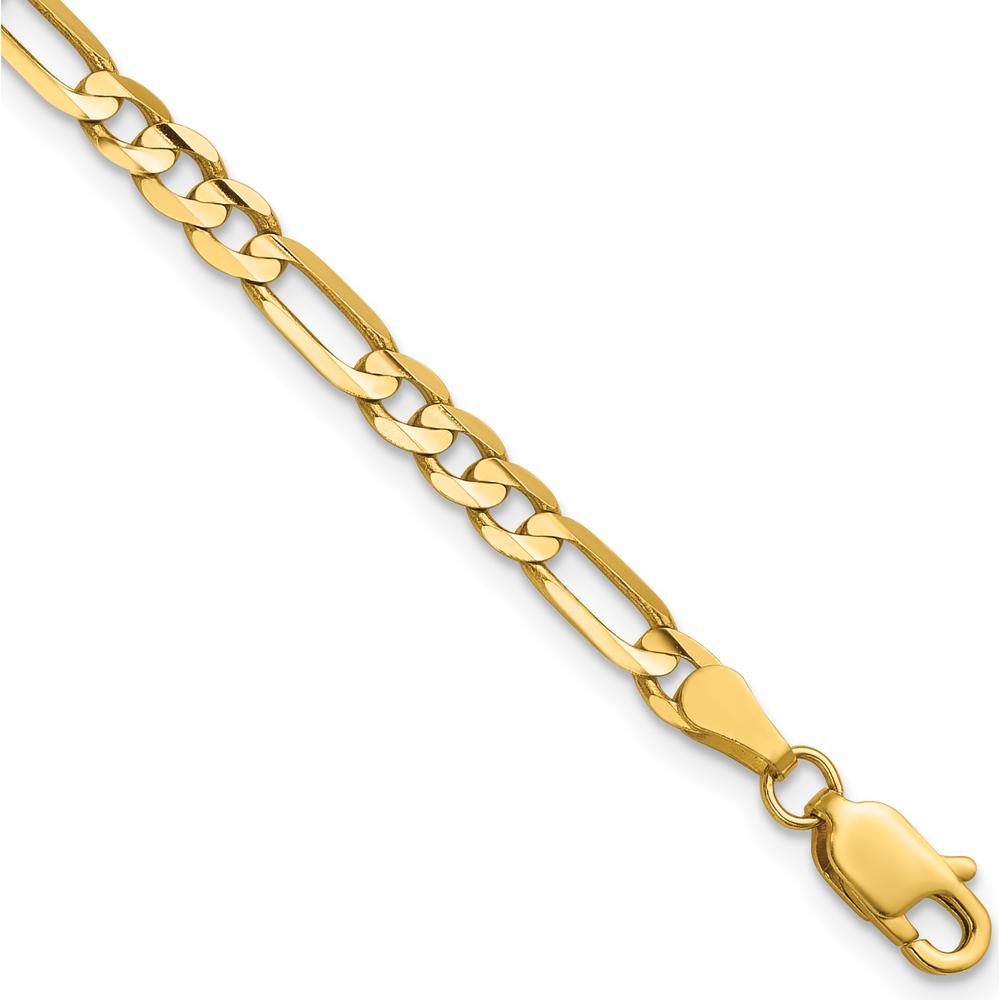 14K Yellow Gold 4mm Polished Concave Open Figaro Chain Anklet - 9 Inches by Oro Pregiato