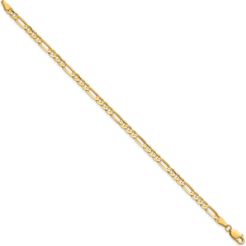 14K Yellow Gold 4mm Polished Concave Open Figaro Chain Anklet - 9 Inches by Oro Pregiato